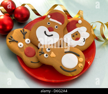 Christmas Santa Rentiere und Robin Lebkuchen Stockfoto