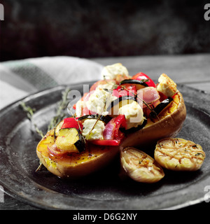 Gerösteter Butternut-Kürbis und Feta-Käse Stockfoto