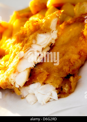 Fisch und chips / Kabeljau in Teig Stockfoto