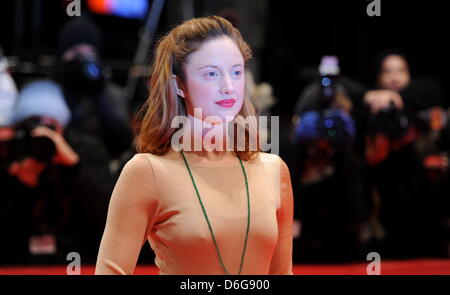 Britische Schauspielerin Andrea Riseborough kommt zur Premiere des Films  Shadow Dancer  während der 62. Internationalen Filmfestspiele Berlin, in Berlin, Deutschland, 12. Februar 2012. Der Film wird im Wettbewerb der 62. Berlinale präsentiert vom 09. bis 19. Februar ausgeführt. Foto: Angelika Warmuth Dpa/lbn Stockfoto