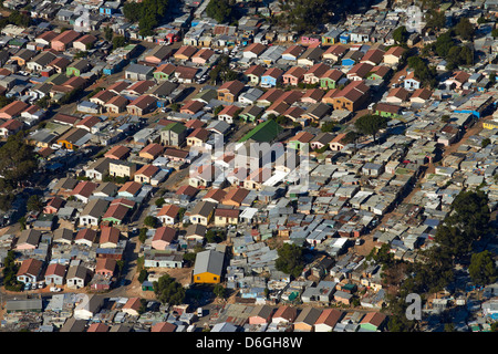 Imizamo Yethu Township, Hout Bay, Kapstadt, Südafrika - Antenne Stockfoto