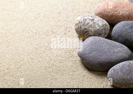 Kiesel Steinen Hintergrund. Strand Sand Textur. Makroaufnahme Stockfoto