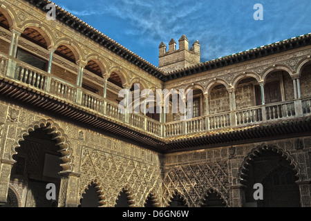 Detail von einem Hof in die Reales Alcazar in Sevilla Stockfoto