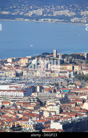 Luftaufnahme der Stadt von Cannes mit der Bucht Stockfoto