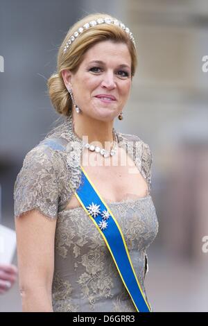 19. Juni 2010 - Stockholm, Spanien - Kronprinz Willem-Alexander und Kronprinzessin Maxima Zorreguieta teilnehmen die Hochzeit von Kronprinzessin Victoria von Schweden und Daniel Westling am 19. Juni 2010 in Stockholm, Schweden (Credit-Bild: © Jack Abuin/ZUMAPRESS.com) Stockfoto