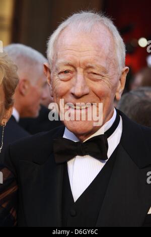 Schwedische Schauspieler Max von Sydow kommt auf die 84. Oscar-Verleihung aka Oscar-Verleihung im Kodak Theatre in Los Angeles, USA, am 26. Februar 2012. Foto: Hubert Boesl Stockfoto