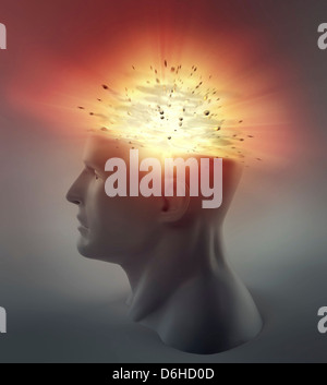Explodierende Gehirn, artwork Stockfoto