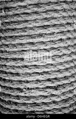 Die Details der Seil Textur schwarz & weiß Backgroud. Stockfoto