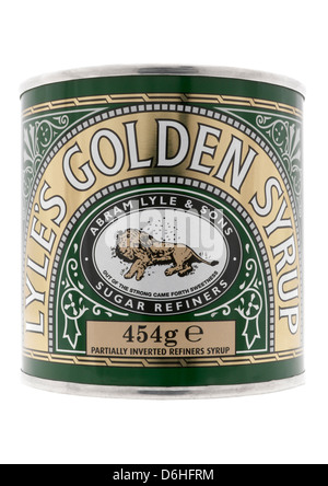 Dose Lyles Golden Sirup auf weißem Hintergrund Stockfoto