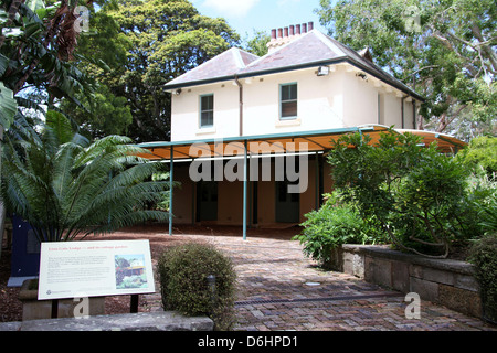 Löwentor Lodge in den Royal Botanic Gardens Sydney Stockfoto