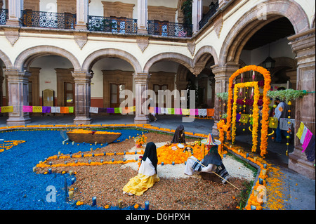 Dia de Muertos, Tag der Toten Dekorationen, Morelia, Michoacan Zustand, Mexiko, Nordamerika Stockfoto