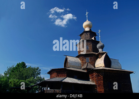 Europa, Russland, Suzdal. Verklärungs-Kirche im Museum der Holzarchitektur und bäuerliche Leben. Stockfoto