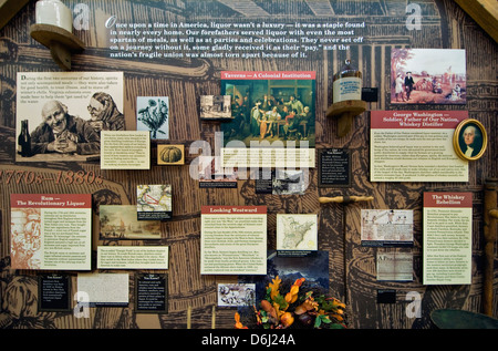 Wand-Display über die Geschichte der Bourbon Whiskey im Heaven Hill Brennereien Bourbon Heritage Center in Bardstown, Kentucky Stockfoto