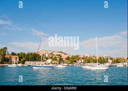 Segelboote am Insel Kolocep (Kalamota), Elafiti Inseln, Dalmatien, Adria, Kroatien, Europa Stockfoto