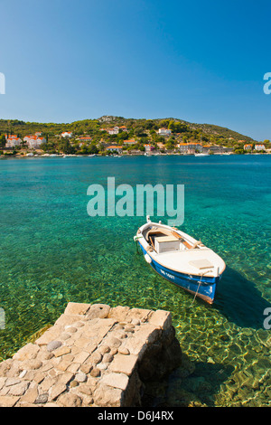 Angelboot/Fischerboot, Insel Kolocep, Elafiti Inseln (Elaphiten), Dalmatien, Adria, Kroatien, Europa Stockfoto