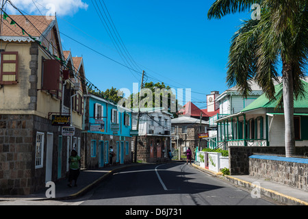 Die Innenstadt von Charlestown, Hauptstadt der Insel Nevis, St. Kitts und Nevis, Leeward-Inseln, West Indies, Karibik, Mittelamerika Stockfoto