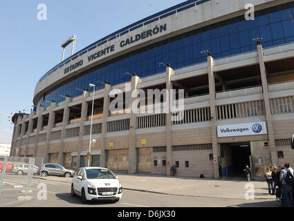 Vincente Calderon Stadion ist abgebildet, bevor das Viertelfinale Rückspiel-match zwischen Hannover 96 und Atletico Madrid in der Champions League am 29. März in Madrid, Spanien, 28. März 2012. Foto: Peter Steffen Stockfoto