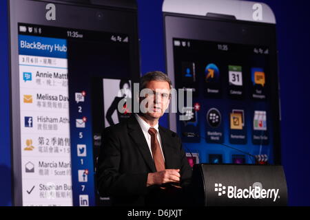 BlackBerry Z10 startende Aktivitäten in Taipeh, Taiwan, China auf Montag, 15. April 2013. Stockfoto