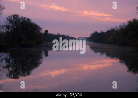 Sonnenuntergang an der Erie-Kanal, New York State, Vereinigten Staaten von Amerika, Nordamerika Stockfoto