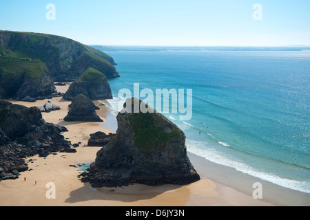 Ein Blick auf das Bedruthan Steps, Cornwall, England, Vereinigtes Königreich, Europa Stockfoto