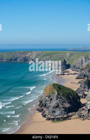 Ein Blick auf das Bedruthan Steps, Cornwall, England, Vereinigtes Königreich, Europa Stockfoto