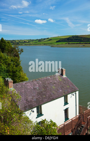 Dylan Thomas Boathouse, Laugharne, Carmarthenshire, Wales, Vereinigtes Königreich, Europa Stockfoto