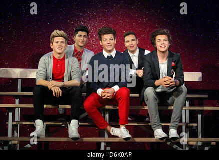 London, UK. 18. April 2013. Wachsfiguren von One Direction sind bei Madame Tussauds enthüllt... Bildnachweis: Keith Mayhew/Alamy Live-Nachrichten Stockfoto