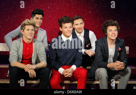 London, UK. 18. April 2013. Wachsfiguren von One Direction sind bei Madame Tussauds enthüllt... Bildnachweis: Keith Mayhew/Alamy Live-Nachrichten Stockfoto