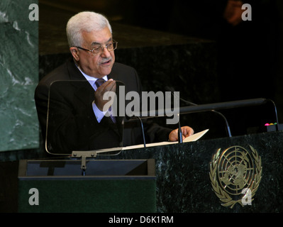 Präsident der palästinensischen Autonomiebehörde Mahmoud Abbas 66. Tagung der Generalversammlung der Vereinten Nationen UNO Stockfoto