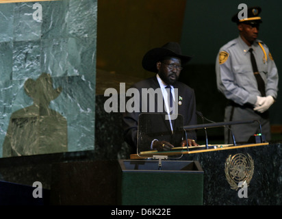 Präsident der Republik Südsudan Salva Kiir 66. Tagung der Generalversammlung der Vereinten Nationen UNO Stockfoto