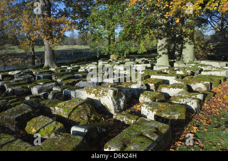 Steinen erholte sich von der Römerbrücke, römisches Kastell Chesters, Hadrianswall, der UNESCO, Northumbria National Park, England, UK Stockfoto