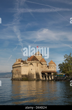 Das Schloss Chillon am Genfer See, Montreux, Kanton Waadt, Schweiz, Europa Stockfoto