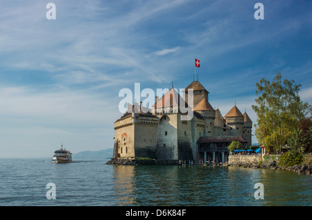 Das Schloss Chillon am Genfer See, Montreux, Kanton Waadt, Schweiz, Europa Stockfoto