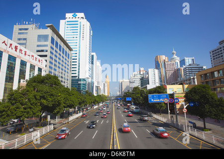 Innenstadt von Verkehr, Shenzhen, Guangdong, China, Asien Stockfoto