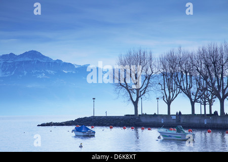 Hafen am See Leman (Genfer See), Ouchy, Lausanne, Vaud, Schweiz, Europa Stockfoto
