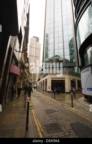 Börsengebäude London von Throgmorton Street Stockfoto