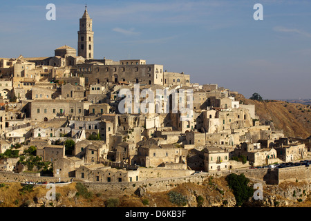 Blick auf den Dom und die Sassi von Matera, von den Klippen, Matera, Basilikata, Italien, Europa Stockfoto