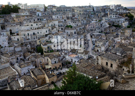 Blick über den Sassi von Matera in Basilikata, Italien, Europa Stockfoto