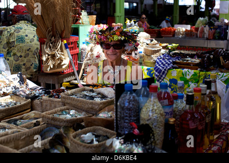 Der zentrale Markt von Papeete in Tahiti, Gesellschaftsinseln, Französisch-Polynesien, Pazifische Inseln, Pazifik Stockfoto