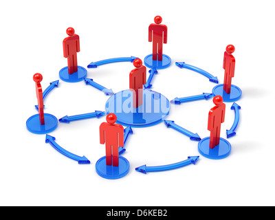 3D Render des Menschen-Netzwerk-Konzept. isoliert auf weißem Hintergrund Stockfoto