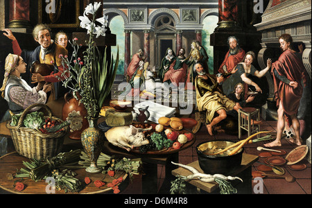 Pieter Aertsen, Christus im Haus von Martha und Maria 1553 Öl auf Holz. Museum Boijmans Van Beuningen, Rotterdam, Niederlande Stockfoto