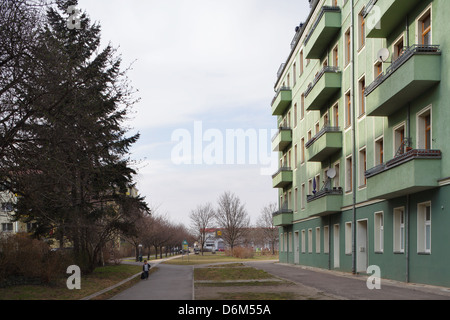 Berlin, Deutschland, aufbauend auf der ehemaligen Grenze zwischen Ost- und West-Berlin in der Elsenstrasse Stockfoto