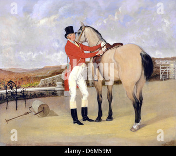 Anson Ambrose Martin, James Taylor Wray der Bedale Hunt mit seinem Dun-Jäger. Um 1840. Öl auf Leinwand. Stockfoto