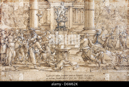 Pieter Coecke van Aelst, The Sacrifice in Lystra. 1529-1530 Zeichnung. Das J. Paul Getty Museum Stockfoto