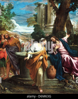 Annibale Carracci, Christus und die Samariterin 1595-1597-Öl auf Leinwand. Museum of Fine Arts, Budapest Stockfoto