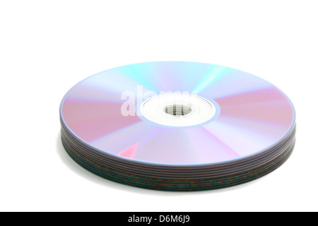 CD isoliert auf weißem Hintergrund Makro Nahaufnahme Stockfoto