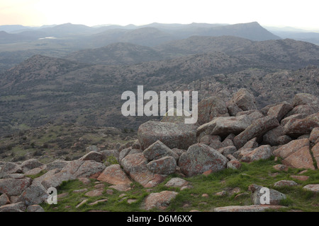 Große Felsen an der Spitze des Mount Scott in den Wichita Mountains von Oklahoma. Stockfoto