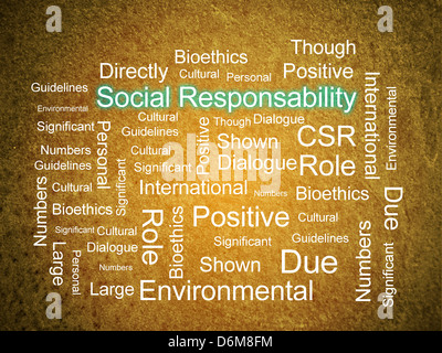 Corporate Social Responsibility im Wort-collage Stockfoto