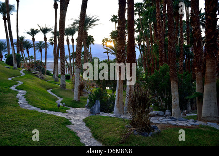 Wanderwege rund um die Oase am Furnace Creek Inn. Death Valley Nationalpark, Kalifornien, USA. Stockfoto