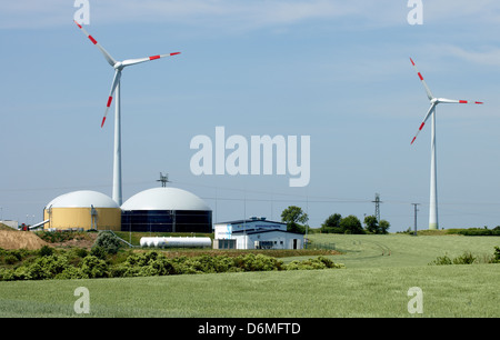 Prenzlau, Deutschland, das Hybrid-Kraftwerk der Firma Enertrag Stockfoto